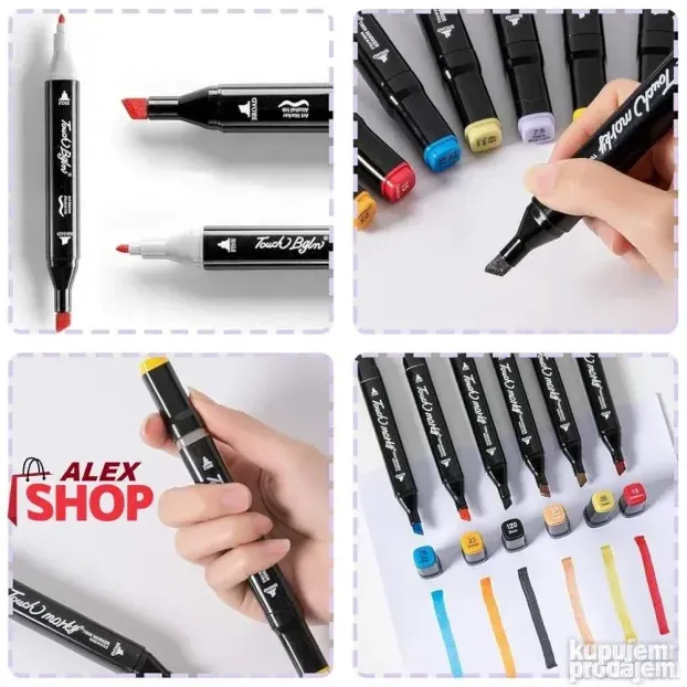 Veliki set dvostranih flomastera i markera sa torbicom