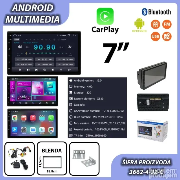 Multimedije za auto Android vec od 59eur 2GB univerzalne,