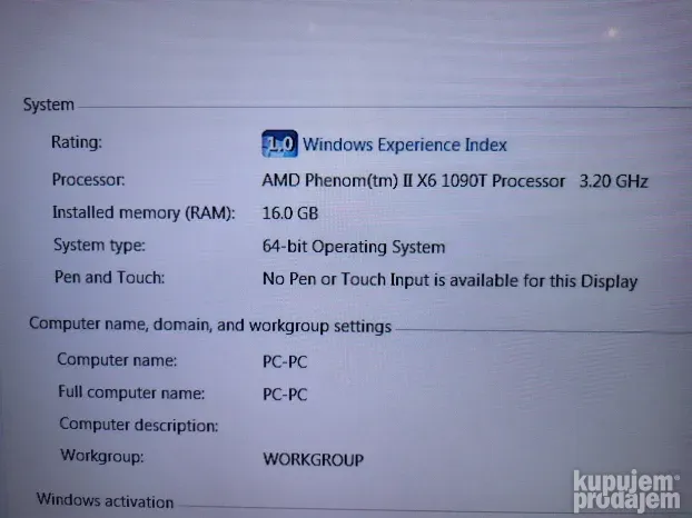 Pentium AMD Phenom II X6 1090T 3.20GHz/16GB/ASUS HD7970/