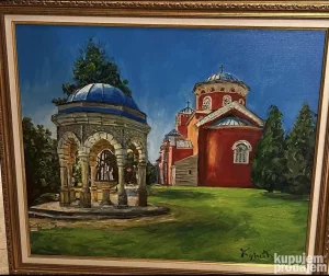 Dragan Kunić Manastir Žiča Ulje na Platnu 50x60 plus ram
