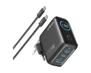 ANKER 100W GaN zidni brzi punjac, 3-porta sa USB-C tamno sivi