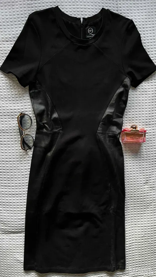 ALEXANDER MCQUEEN ORIGINAL crna kozna haljina M KAO NOVA MCQ