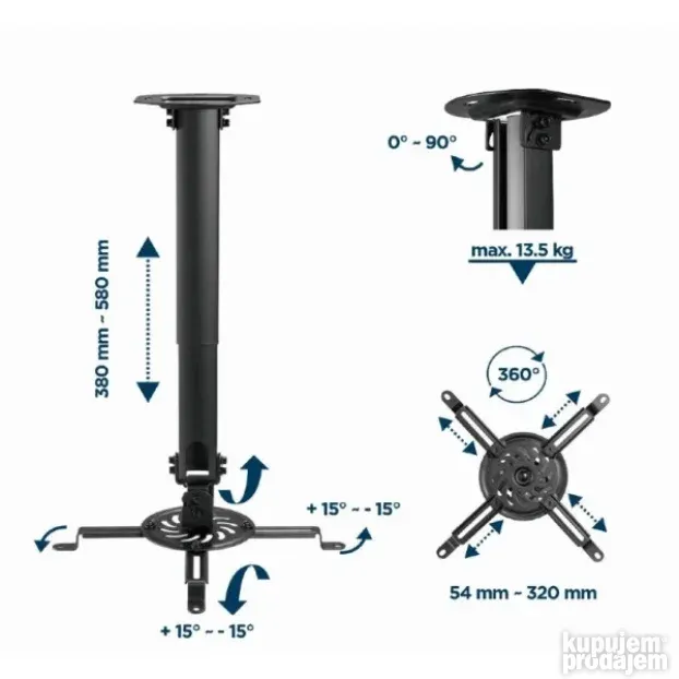 Univerzalni plafonski nosač za projektor Gembird CM-B-01