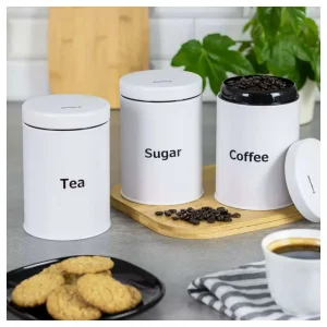 KLAUSBERG KB7545 METALNE KUTIJE 3 kafa šećer čaj bela