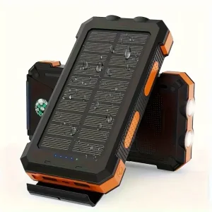 1pc Solar-Powered Portable Charger With Compass 20000mah Wat