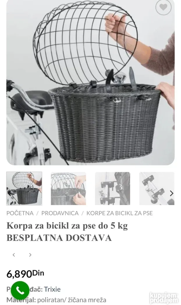 Korpa za bicikl za kucne ljubimce