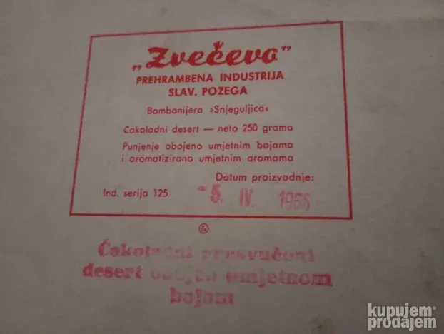 Kutija bonbonijera snjeguljica zvečevo jugoslavija