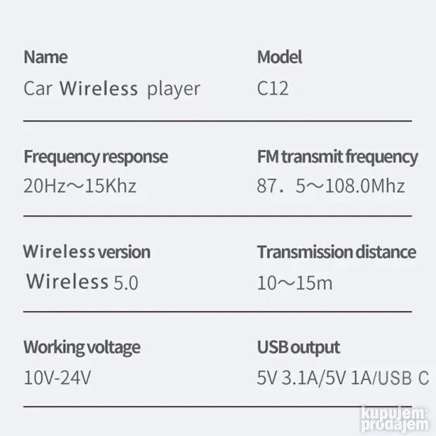 Bluetooth FM Transmiter C12