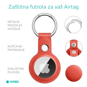 Kozna futrola za airTag crvena - NOVO