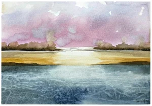 Odsjaj na reci - akvarel