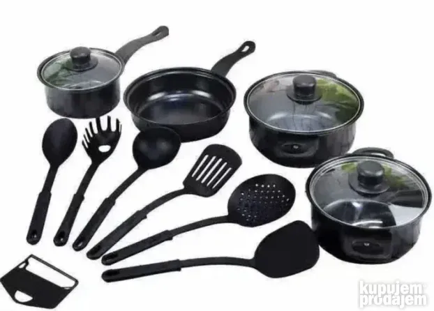 Set posudja + kuhinjski pribor Serpe tiganji Set od 13 kom
