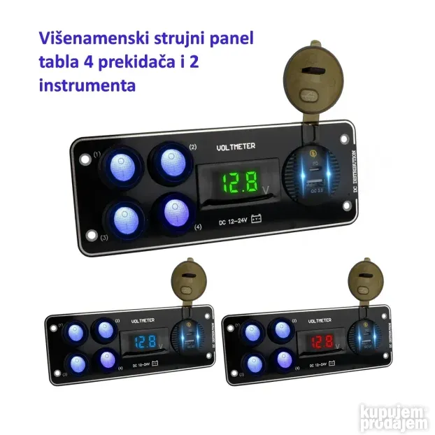Višenamenski strujni panel tabla 4 prekidača i 2 instrumenta ...