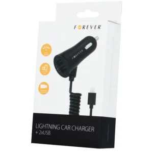 Forever Mobile Car Charger 2xusb + Fix Iphone 8-pin Cable
