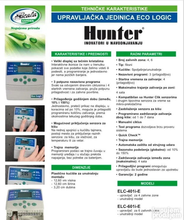 HUNTER ELC 401 Programator 4 Zone UN ZALIVNI Sistemi