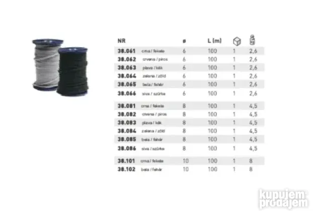 Elastično uže (tvrdo)  Fi 8mm  57din/m