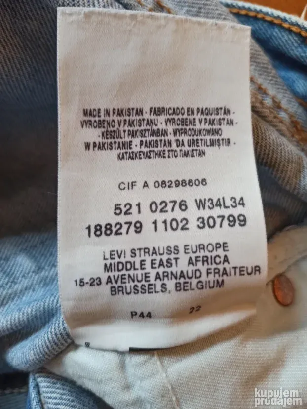 Levis 521 Straight Fit W34/L34 kao W32/L34 Top HQ