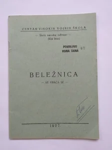 Beležnica Vojnih škola 1977