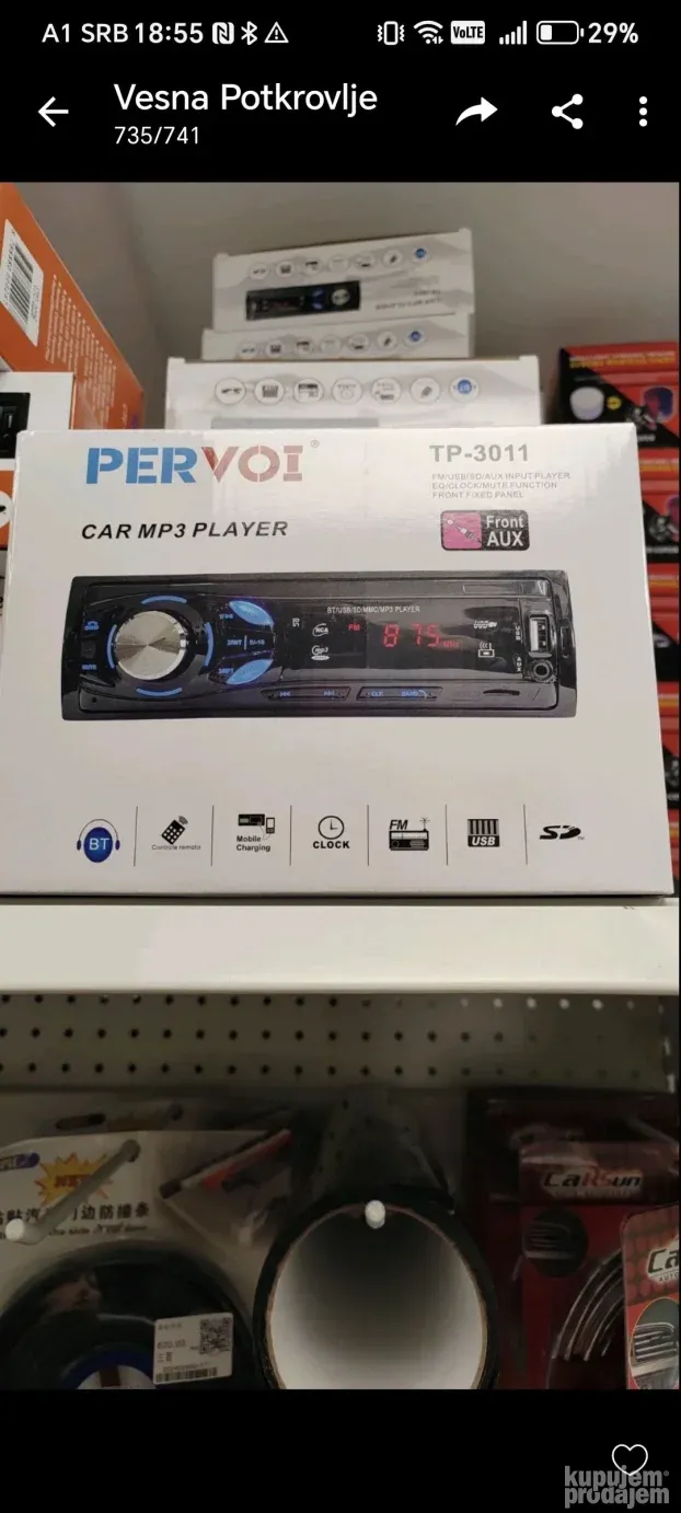 Auto radio USB AUX Pervoi TP-3011 QW