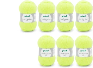 Set od 7 Gurndl Lisa Premium vunica, poliakril,neon žuta