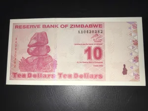 Zimbabve 10 dolara.2009.Unc.