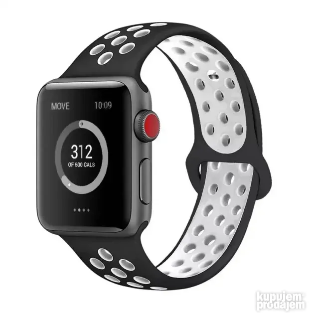Apple watch silikonska crno siva narukvica 42 mm, 44 mm, 45