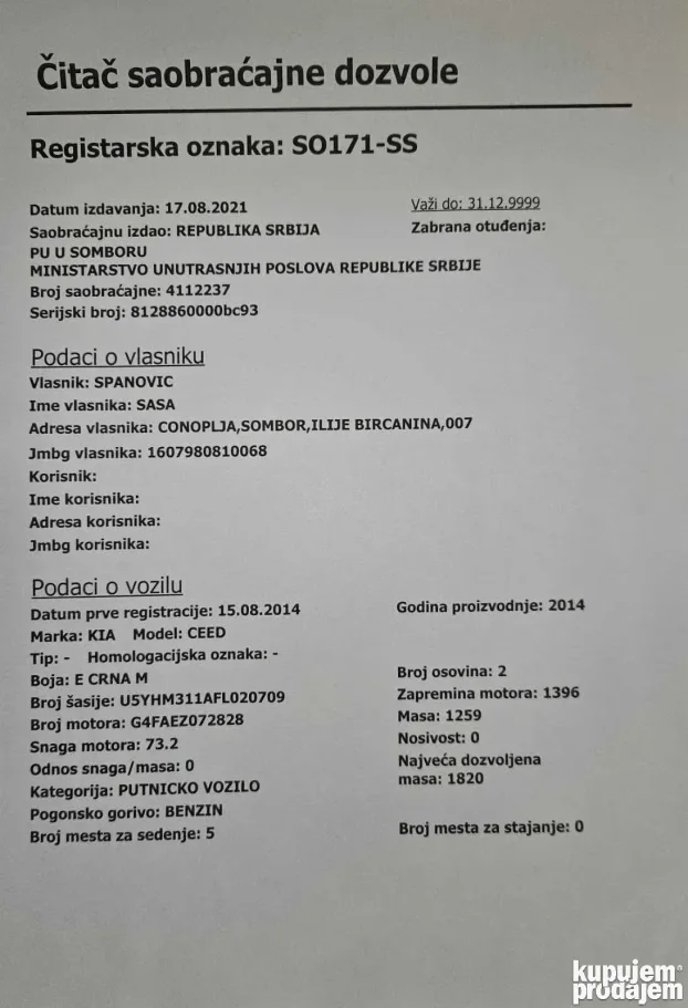 2014 Kia ProCee'd 1.4 benzinac 