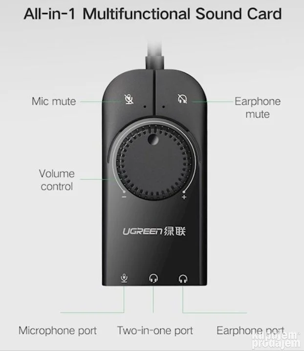 Eksterna zvučna USB kartica sa podešavanjem jačine zvuka