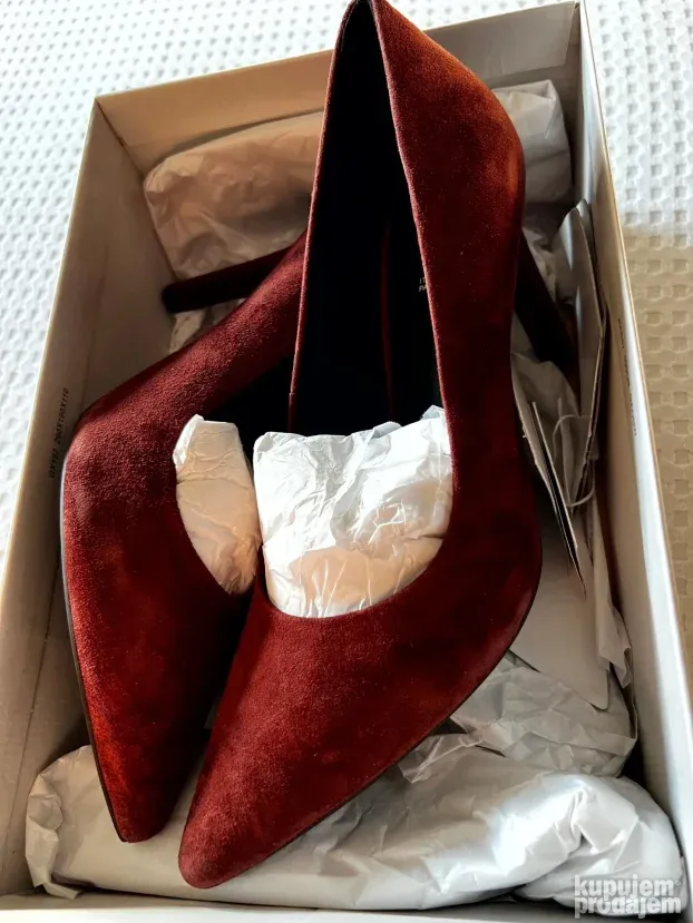 % GEOX FAVIOLA ORIGINAL NOVE bordo kozne salonke stikle 39