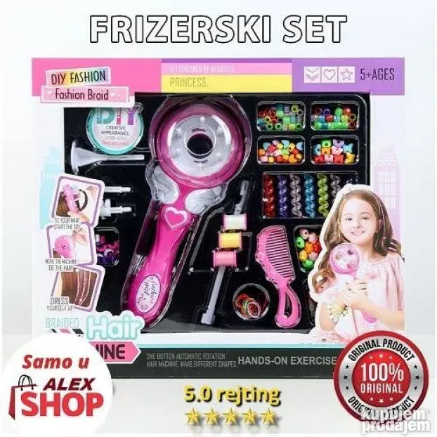 veliki Frizerski set za devojčice Tvist mašina za pletenice