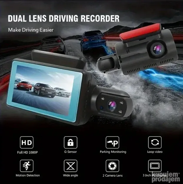 Vehicle BlackBox DVR - Dual Lens - 1080P