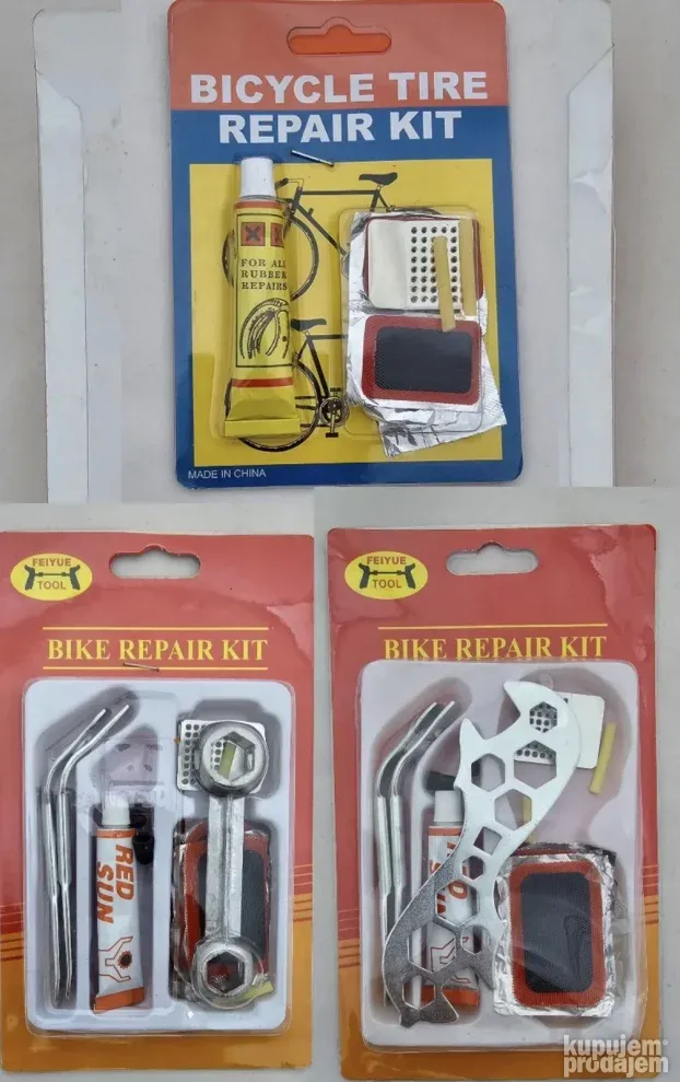 Set za krpljenje guma BICIKL lepljenje alat fleke