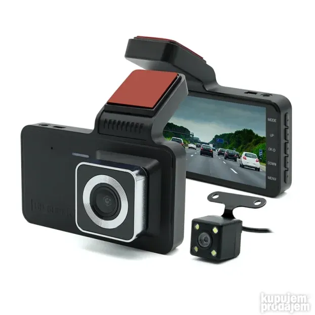 Auto kamera T713 dual lens crna+rikverc