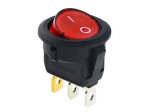 Prekidač / ugradni okrugli crveni SVETLEĆI 12V 10A