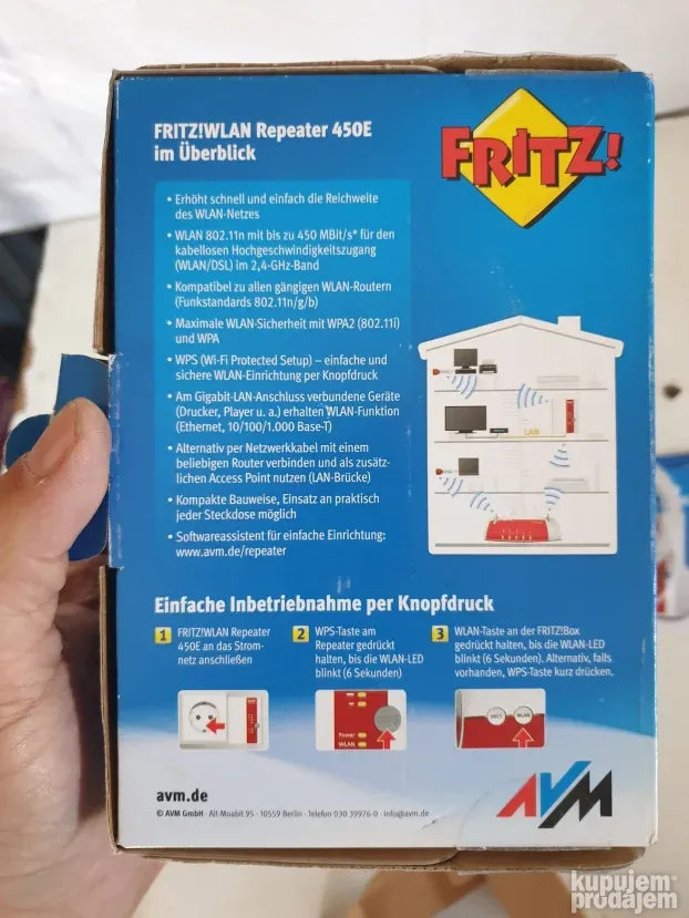 FRITZ! repeater 450E 450 Mbps gigabitni LAN