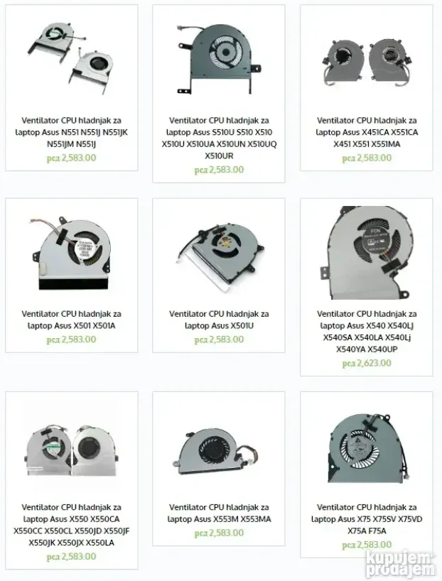 Kuleri, ventilatori za laptop - VELIKI BROJ MODELA !