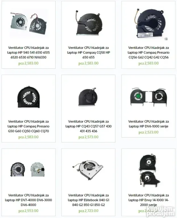 Kuleri, ventilatori za laptop - VELIKI BROJ MODELA !