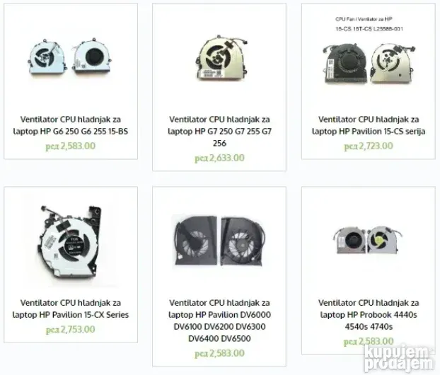 Kuleri, ventilatori za laptop - VELIKI BROJ MODELA !