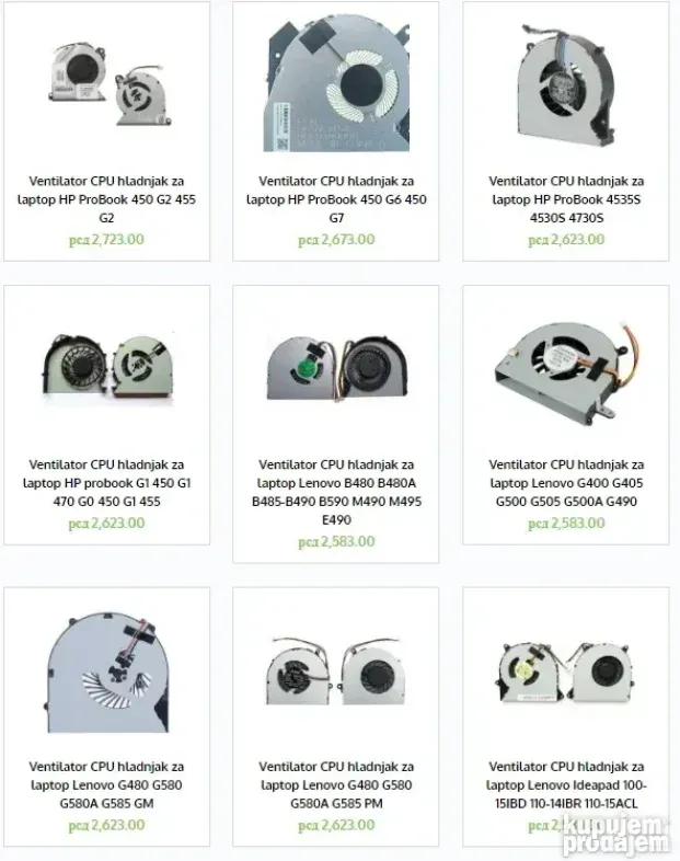 Kuleri, ventilatori za laptop - VELIKI BROJ MODELA !