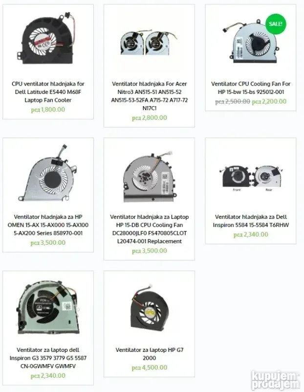 Kuleri, ventilatori za laptop - VELIKI BROJ MODELA !