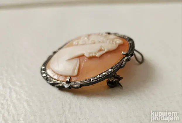 Antique carved Cameo srebro, original