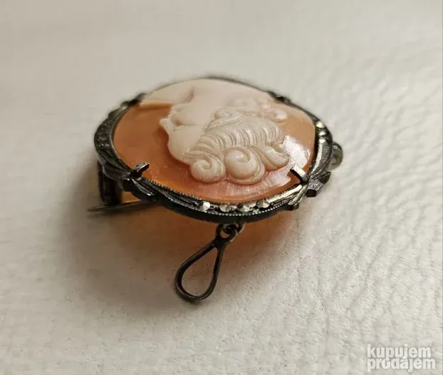 Antique carved Cameo srebro, original