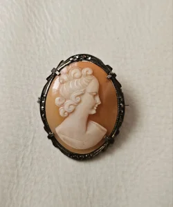 Antique carved Cameo srebro, original