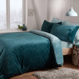 Waffle Teddy Fleece, zelena, reverz, 230x220 cm & 2.j. 48x74
