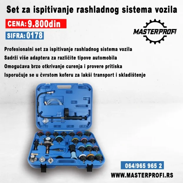 Alat za ispitivanje rashladnog sistema svih vozila