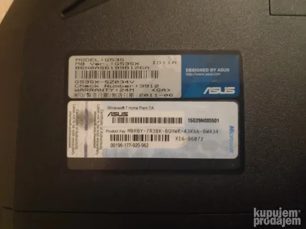 AKCIJA GEJMER Asus Rog G53S i7-2630QM 2Gh/8Gb/GTX560M