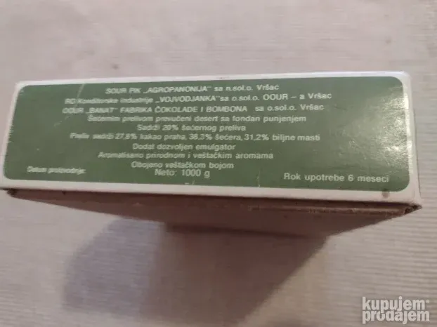 Kutija praline banat vrsac 1000g jugoslavija 1989g