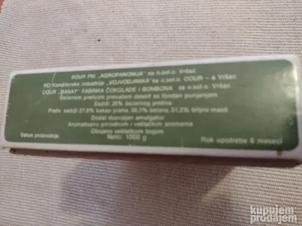 Kutija praline banat vrsac 1000g jugoslavija 1989g