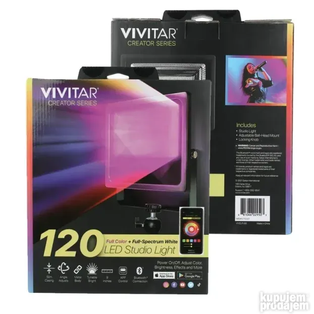 RGB LED Studio Reflektor bluetooth Vivitar 120 LEDs/60W crni