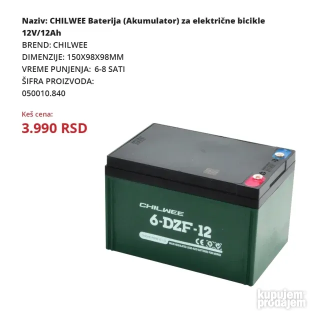 Baterije i punjači za elektricne bicikle i skutere