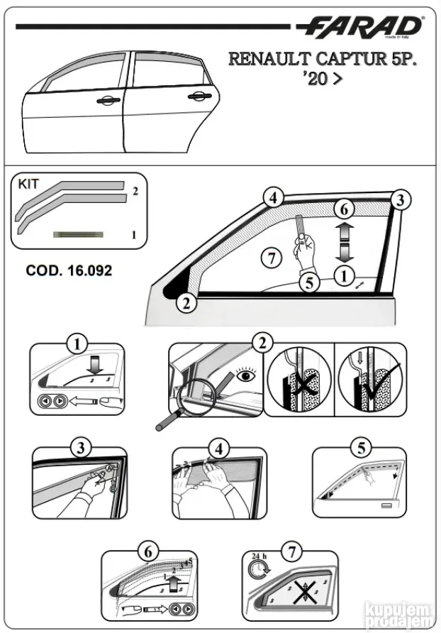 Vetrobrani Deflektori, Reno Captur (2020-) prednji i zadnji